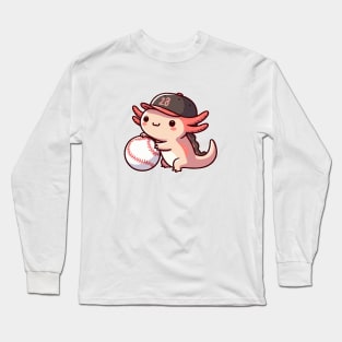 axolotl funny play baseball Long Sleeve T-Shirt